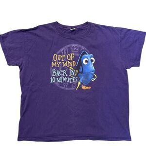 Vintage Disney Pixar Finding Nemo Dory Shirt T-Shirt Purple Graphic Tee Y2K L/XL